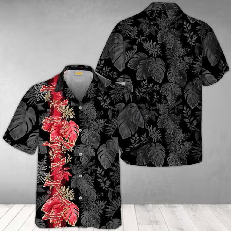 Budweiser Front Stripe Color Hawaiian Shirt