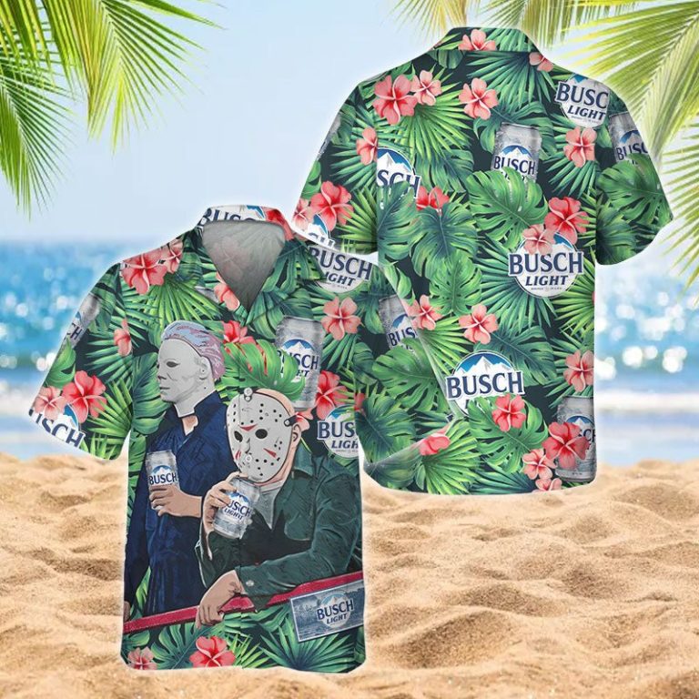 Chilling Halloween With Busch Light Hawaiian Shirt