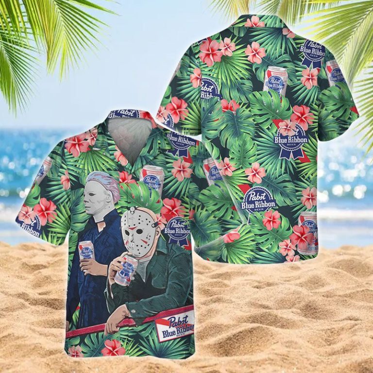 Chilling Halloween With Pabst Blue Ribbon Hawaiian Shirt