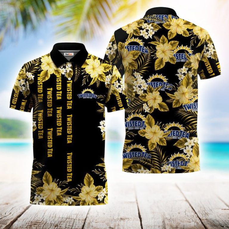 Golden Twisted Tea Flower Polo Shirt