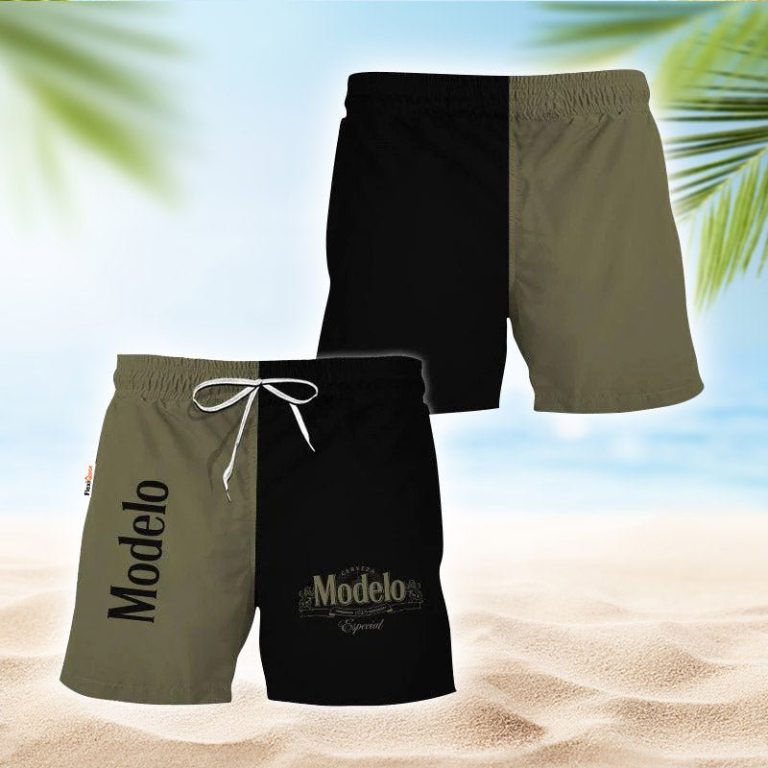 Half Side Black Green Modelo Swim Trunks