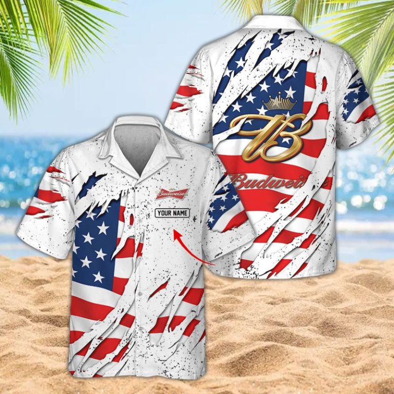 Personalized American Budweiser Ripped Hawaiian shirt
