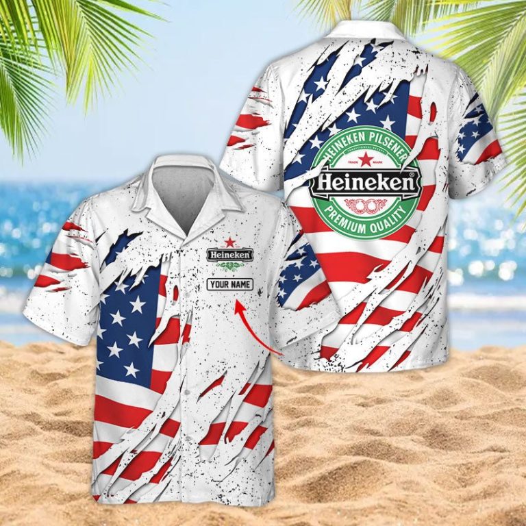 Personalized American Heineken Ripped Hawaiian shirt