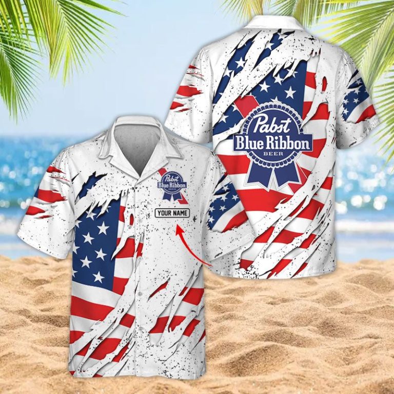 Personalized American Pabst Blue Ribbon Ripped Hawaiian shirt