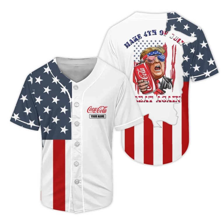 Personalized Coca Cola Donald Trump Independence Day Baseball Jersey
