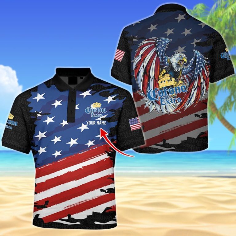 Personalized Corona Extra Freedom Eagle Polo Shirt