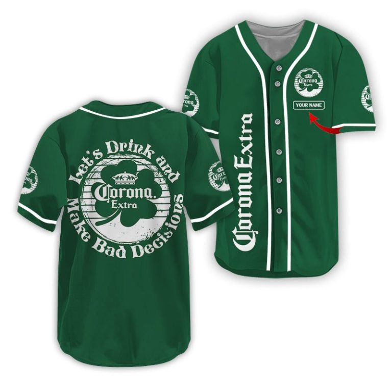 Personalized Corona Extra St Patrick's Day Baseball Jersey