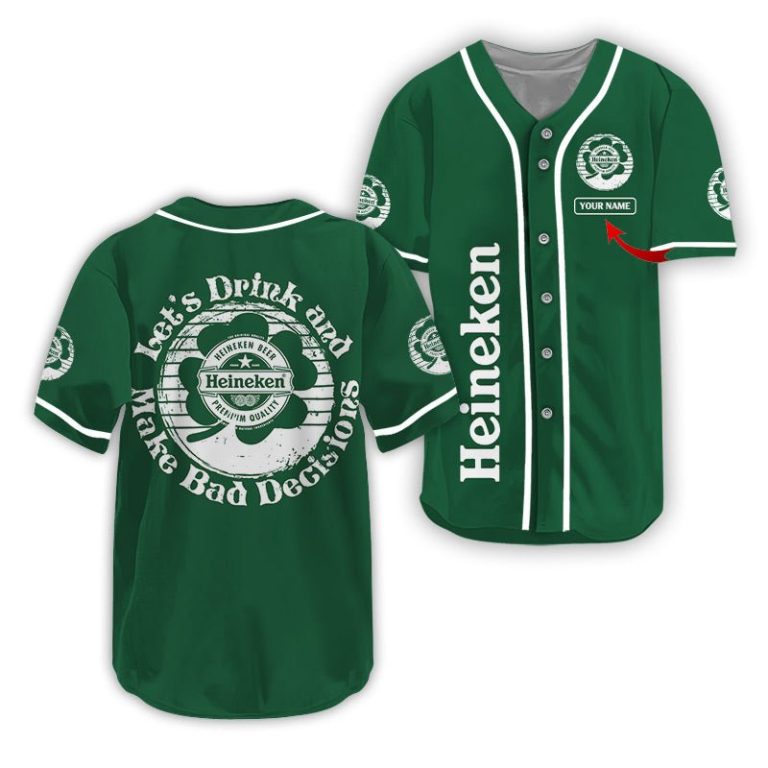 Personalized Heineken St Patrick's Day Baseball Jersey