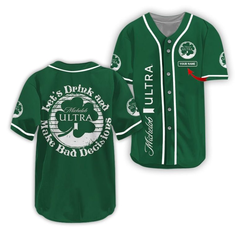 Personalized Michelob Ultra St Patrick's Day Baseball Jersey