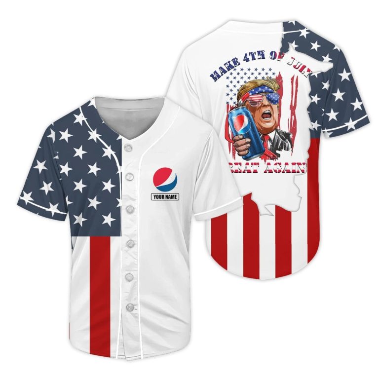 Personalized Pepsi Cola Donald Trump Independence Day Baseball Jersey