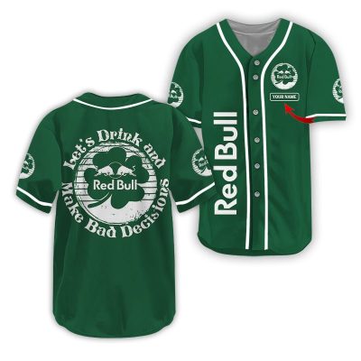 Personalized Red Bull St Patrick's Day Baseball Jersey