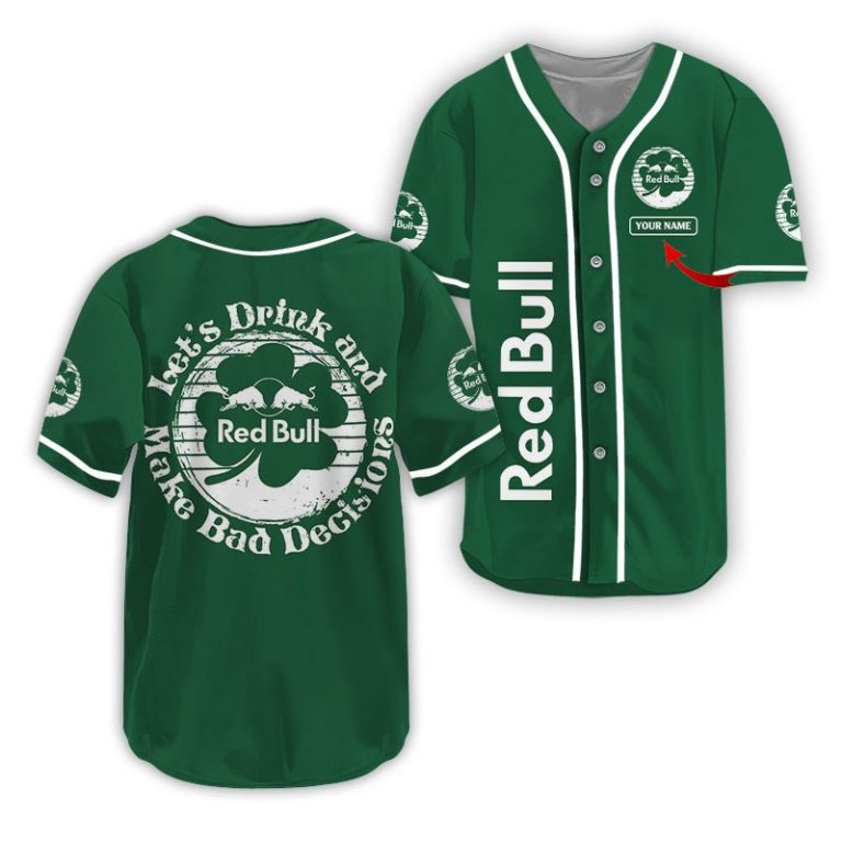 Personalized Red Bull St Patrick's Day Baseball Jersey