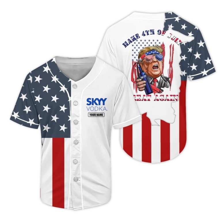 Personalized SKYY Donald Trump Independence Day Baseball Jersey