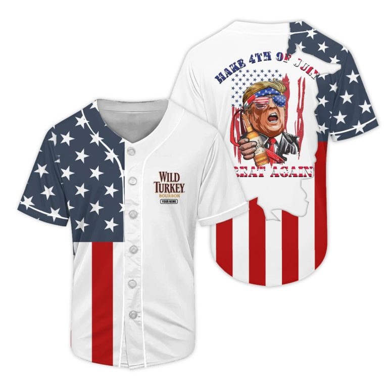 Personalized Wild Turkey Donald Trump Independence Day Baseball Jersey