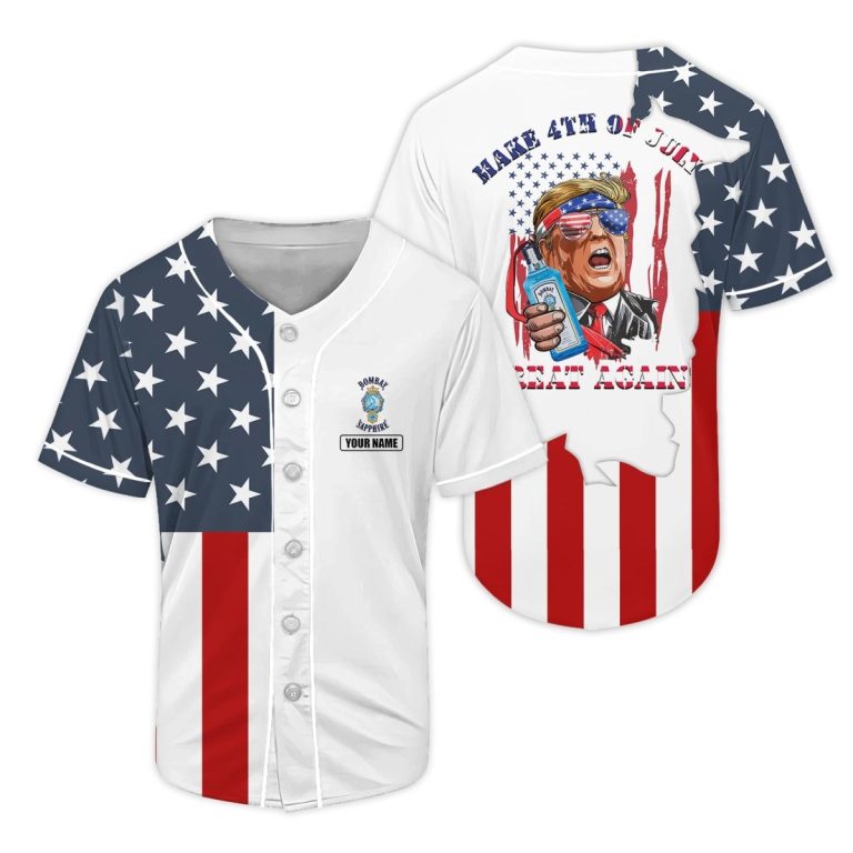Personalized Bombay Sapphire Donald Trump Independence Day Baseball Jersey