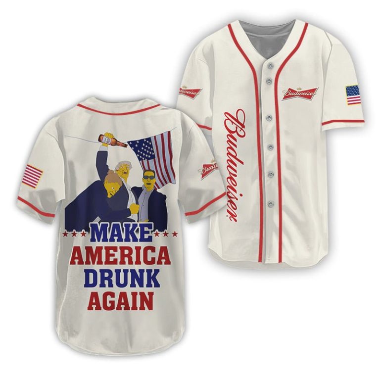 Trump Make American Drunk Budweiser Again Baseball Jersey