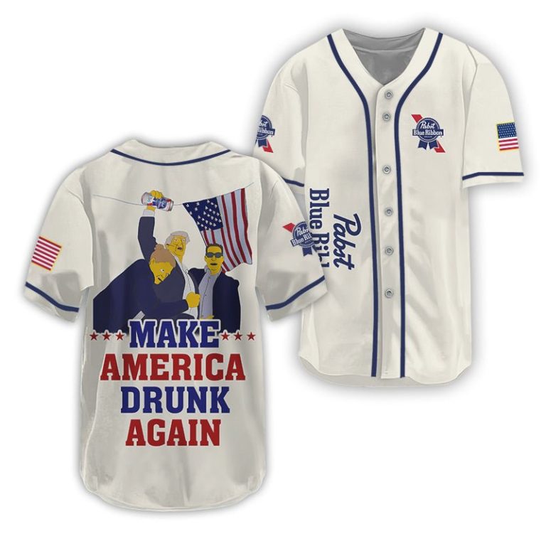 Trump Make American Drunk Pabst Blue Ribbon Again Baseball Jersey