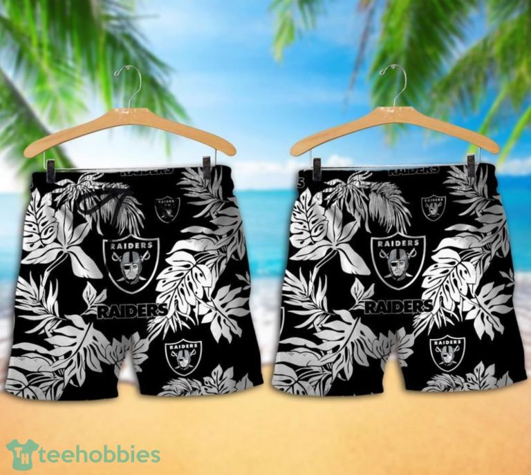 Las Vegas Raiders Tropical Pattern Combo Hawaii Shirt and Shorts For Fans