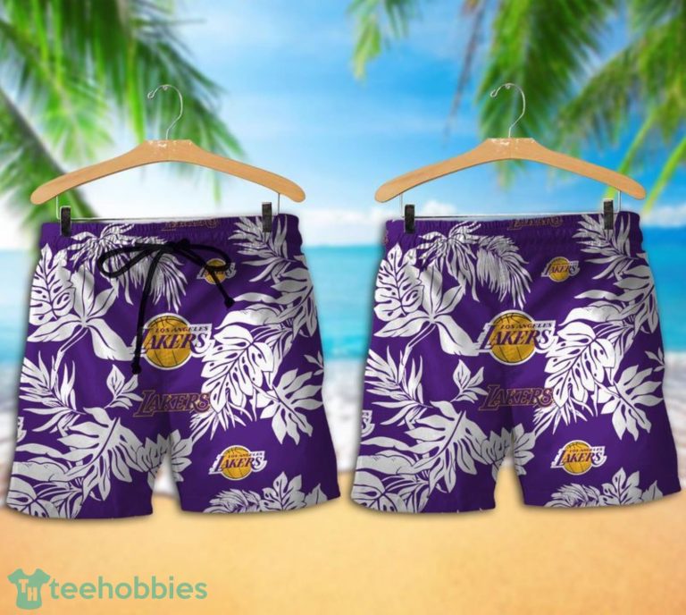 Los Angeles Lakers Tropical Pattern Combo Hawaii Shirt and Shorts For Fans