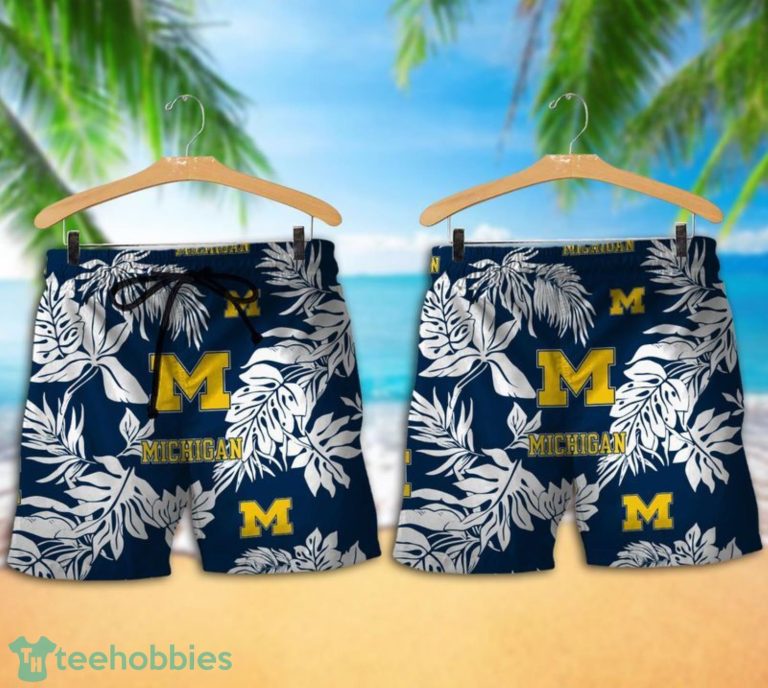 Michigan Wolverines Tropical Pattern Combo Hawaii Shirt and Shorts For Fans