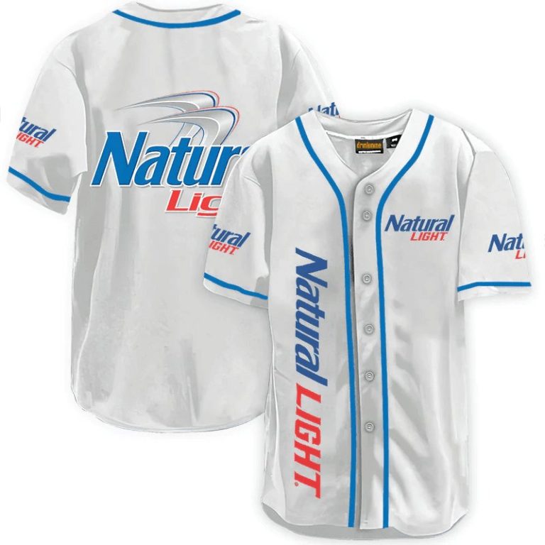 Natural Light White Baseball Jersey