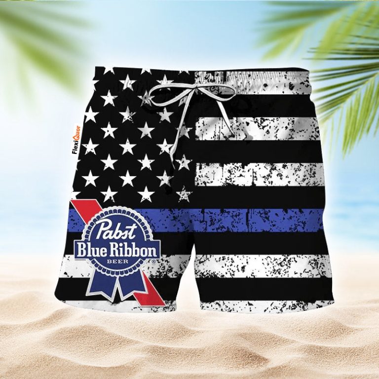Pabst Blue Ribbon USA Flag Swim Trunks