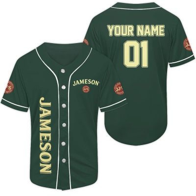 Personalized Green Jameson Whiskey Baseball Jersey