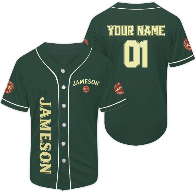 Personalized Green Jameson Whiskey Baseball Jersey