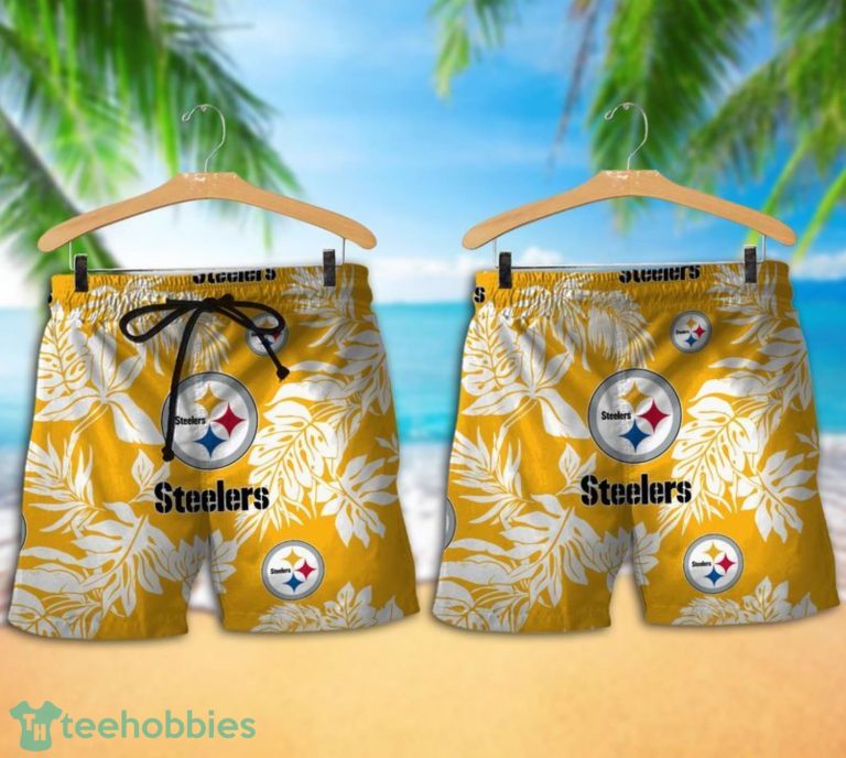 Pittsburgh Steelers Tropical Pattern Combo Hawaii Shirt and Shorts For Fans