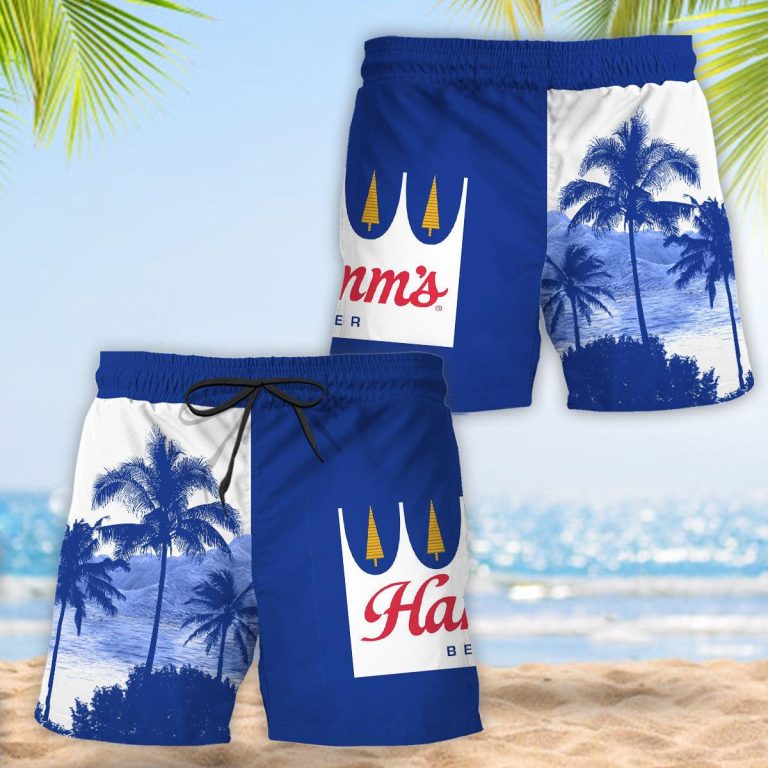 Tropical Palm Tree Hamm's Beer Swim Trunks