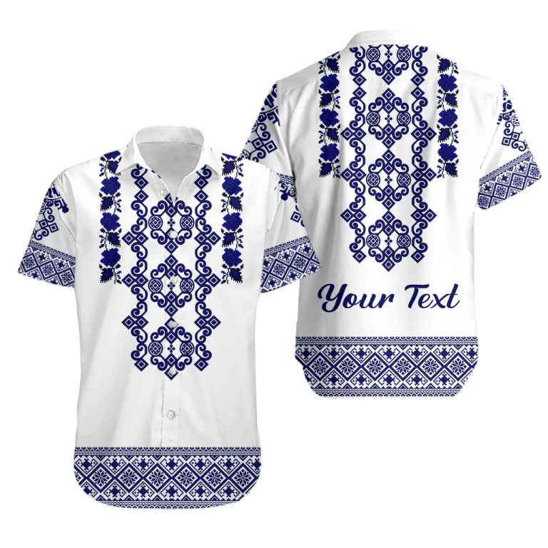 (Custom Personalised) Ukraine Hawaiian Shirt Navy Ukrainian Folk LT14