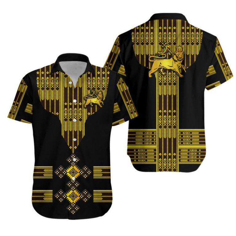 Ethiopia Hawaiian Shirt Ethiopian Lion Of Judah Tibeb Vibes - Black LT8