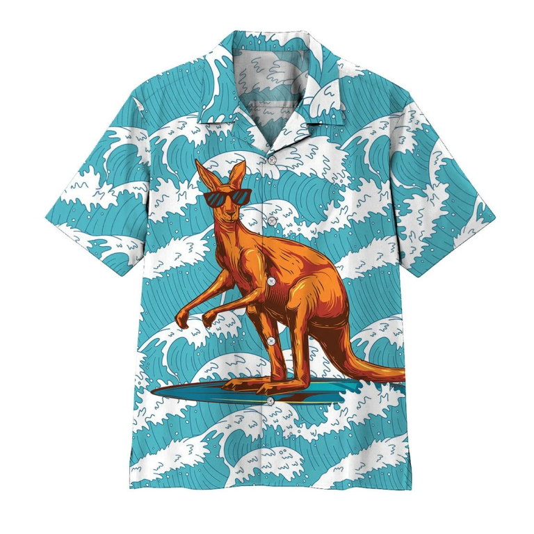 Surfing Kangaroo Hawaiian Shirt