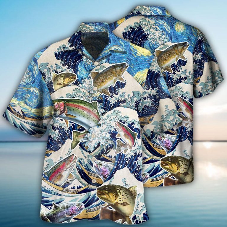 Fishing Trout Fishing Big Waves Style Hawaiian Shirt