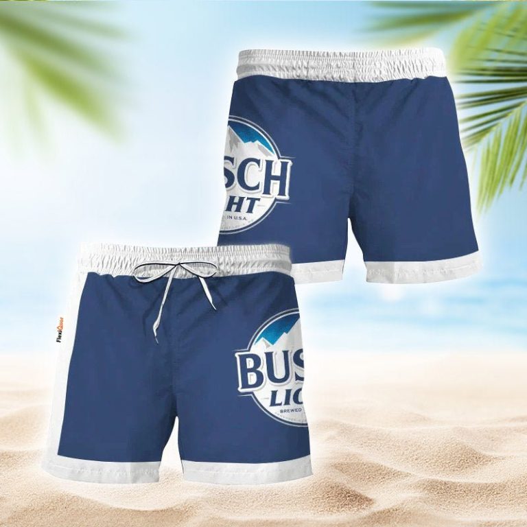 Busch Light Blue White Basic Swim Trunks