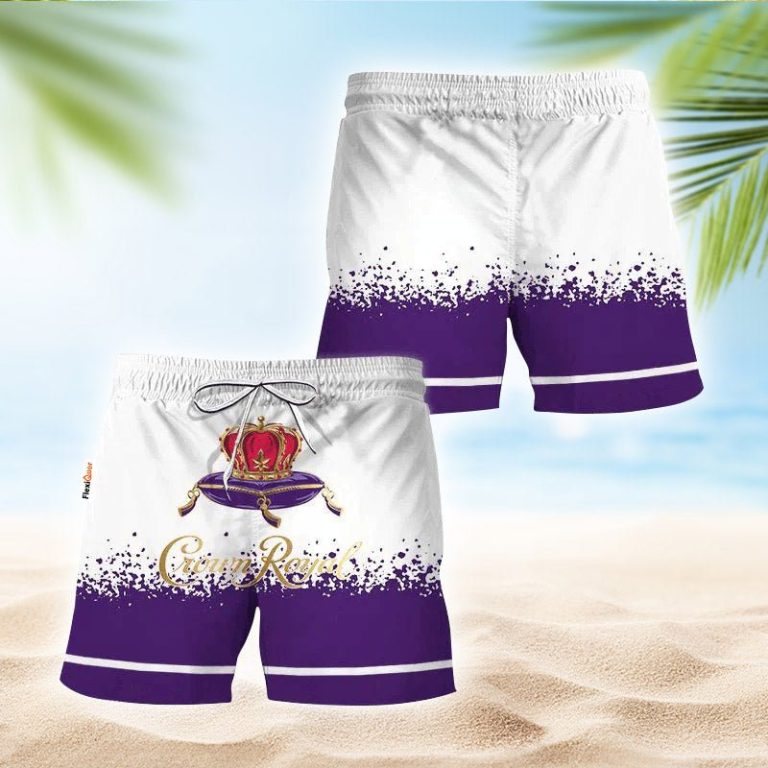 Crown Royal White Purple Basic Swim Trunks