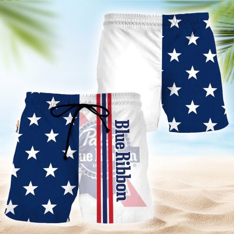 Pabst Blue Ribbon American Flag Swim Trunks