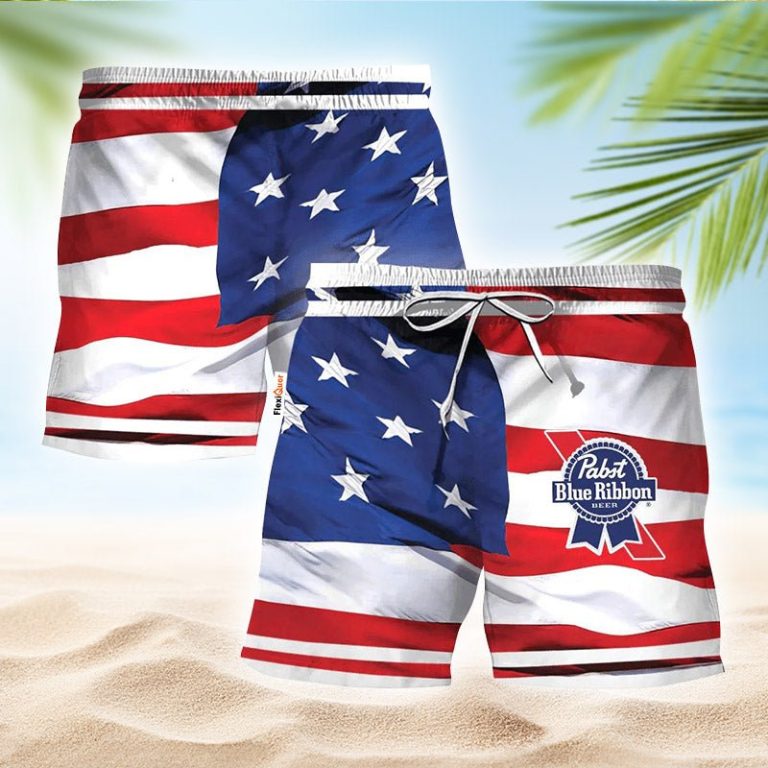 Pabst Blue Ribbon Fourth Of July Swim Trunks