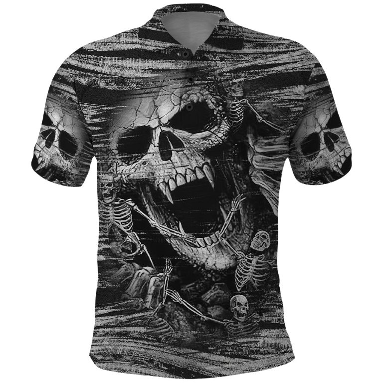 Black and White Metallica Skull Polo Shirt TS04