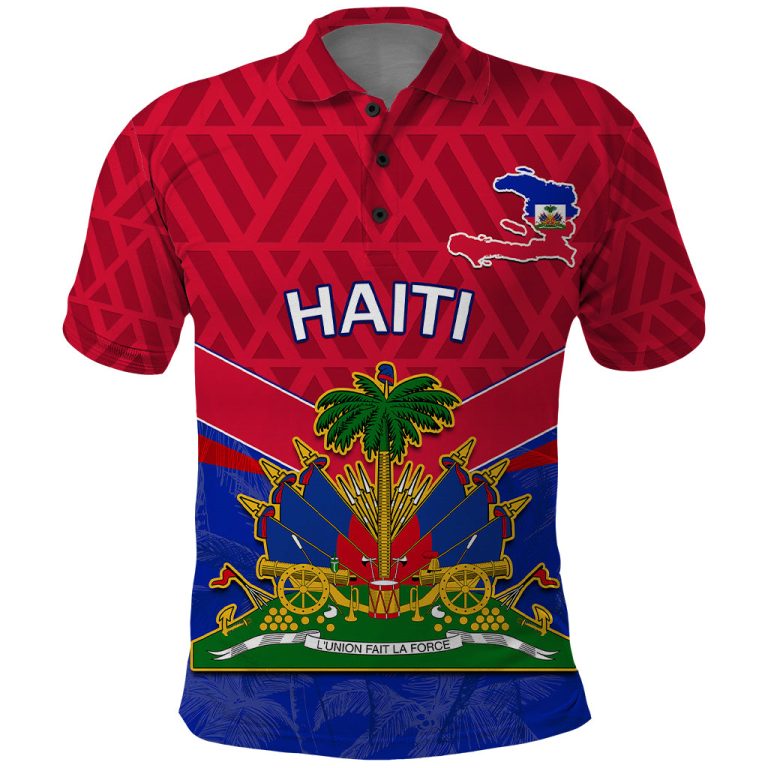 Custom Haiti Polo Shirt Ayiti Coat Of Arms With Map TS06